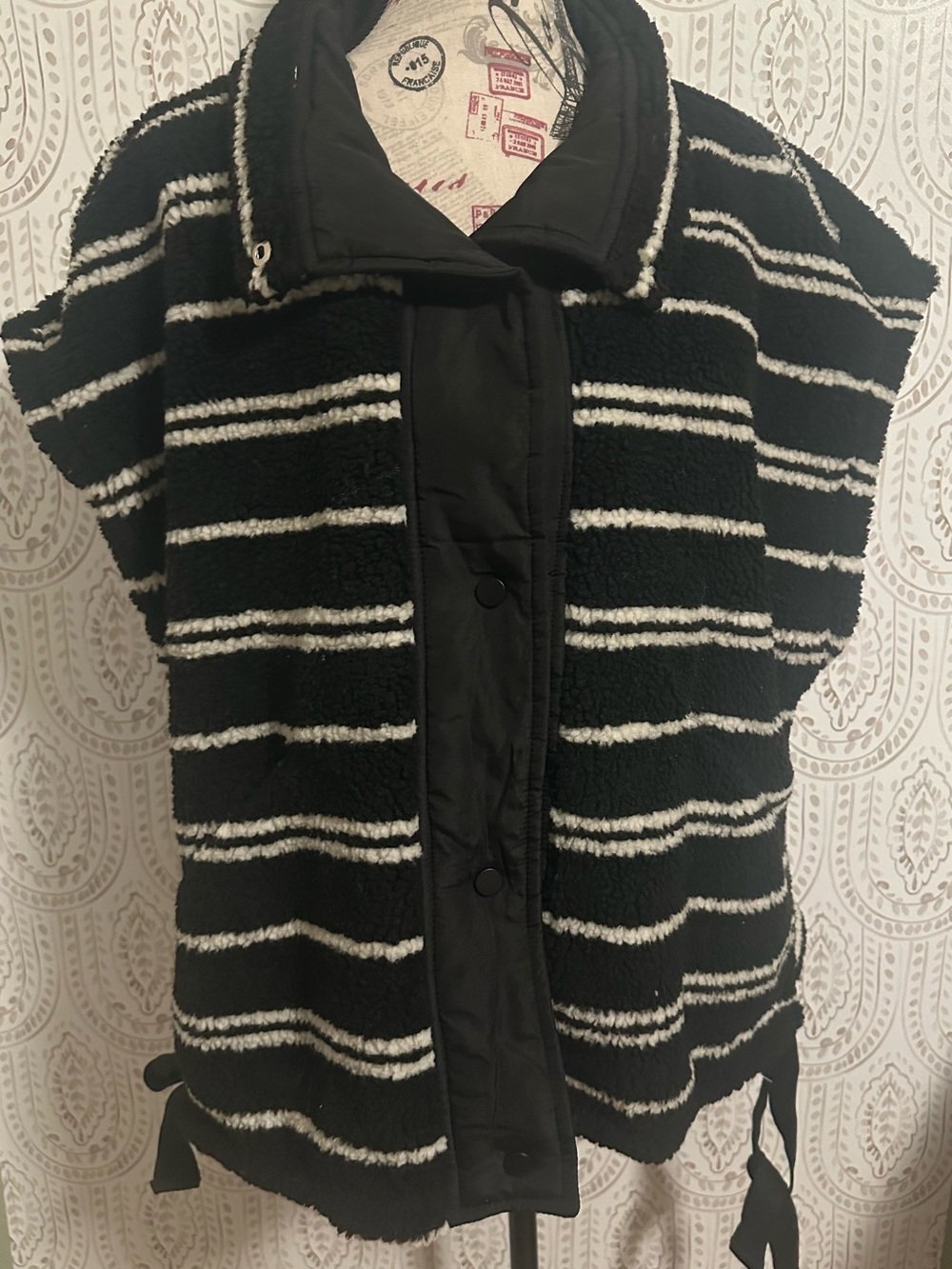 Amazon Black and White Striped Teddy Jacket Vest